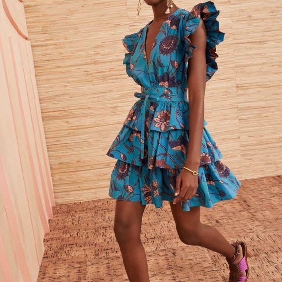 ULLA JOHNSON Sena Ruffled Cotton Mini Dress - Picture 1 of 11